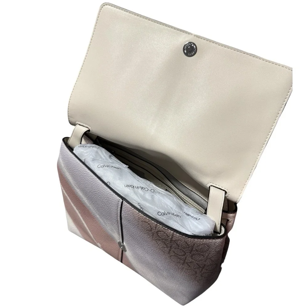 NWT Calvin Klein Myra Signature Crossbody Color Block Luxury Large‎ Bag $168
